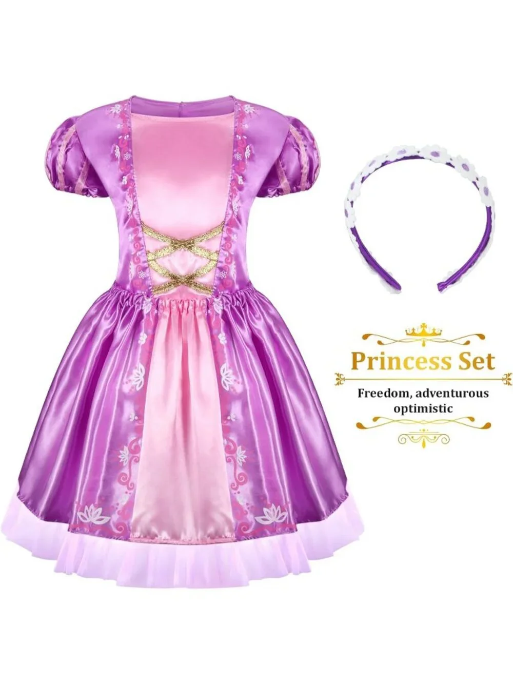 Princess Dress Up Costume Set for Toddler Girls Role Play Toys Gift - Purple